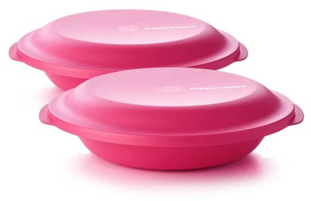 Tupperware Double Aloha Plate - Set 2 Stapelbare Teller für Kinder und Familie - Mahlzeiten zu Hause oder Unterwegs - BPA-frei - Lebensmittelechter Kunststoff - Durchmesser 23 Cm