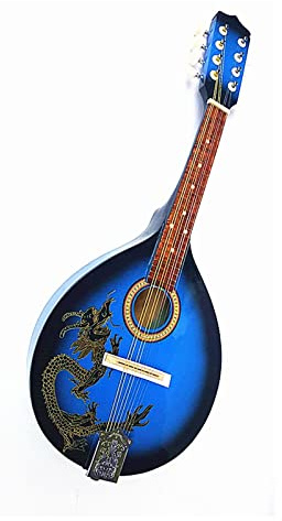 Zengxue Eine Vielzahl Von Mehrfarbigen Mandolin-Guitar-8-String- Instrument Mit Saiten,Riemen,Taschen,Picks Mandoline Instrument (Color : Blue dragon)