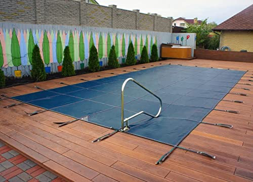 LZMZMQ Bâche Piscine 1m/1.5 M/2m/2.5 M/3m/3.5 M/4m/4.5 M / 5m Couvertures Élastiques pour Piscine, Couvertures De Drain De Piscines Creusées/Couverture Bleue De Feuille pour Le Rectangle