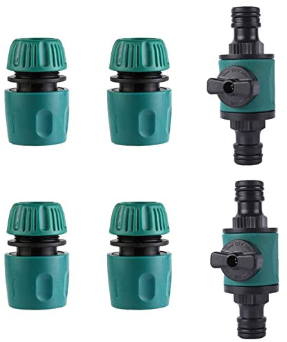 Hydrogarden 2PC Quick-Release in-line Shut-Off Valve for Garden Hose Pipe, Compatible with 4 PC Hose End Quick Connectors