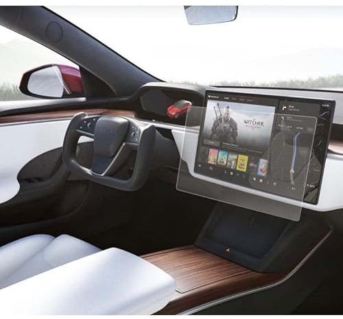 ev-Screen Displayschutz für Tesla Model S/X Plaid 2022/2023 (17 + 8) | Displayschutz-Folie gegen Kratzer auf deinem Fahrzeug-Display oder Navi