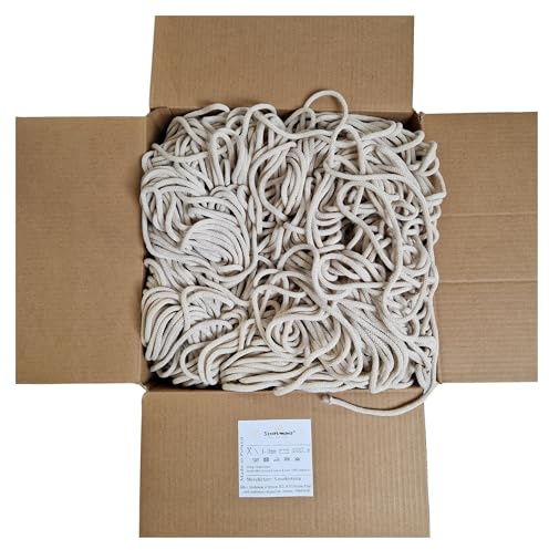 Sznurkomania, Baumwollkordel am Stück 5mm 500m, 46 Farben, Makramee Kordel, Makramee Garn, Baumwollgarn, geflochtene Baumwollkordel 5mm mit Kern, Häkelkordel, Makramee Seil (Beige)