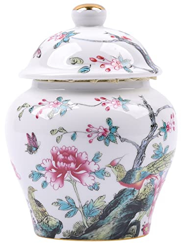 XINGYAN Chinoiserie Mini pots à gingembre en céramique avec couvercle en porcelaine bleue et blanche Style chinois antique oriental Bocaux décoratifs et de rangement (mini pot de fleurs)