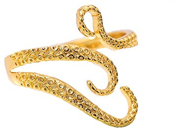 PAURO Edelstahl Punk Oktopus Tentakel Sea Monster Kraken Squid Offener Ring für Männer Verstellbar