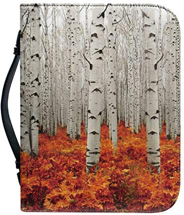 Kuiaobaty Buchhülle mit Birkenwald-Aufdruck für Bibel, Kunstleder, Buchtasche für Männer und Frauen, Tragetasche, Buchhalter, Organizer für Damen