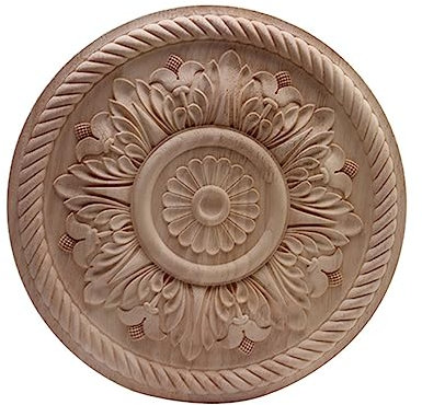 Holz Geschnitzt Massive Vintage Holz Applikation Onlay Handwerk Onlay Floral Runde Holz Accessoires Dekoration Aufkleber Ecke Fenster 10 * 10Cm