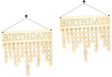 MAGICLULU 2st Kalender Aufhängen Aus Holz Geburtstagstafel Für Familie Und Freunde Geburtstagsbrett Aus Holz Kalender Aus Holztafel Plakette Zubehör Bambus