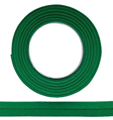 ME:NaMa Schrägband aus 100% Baumwolle - 10 m x 25 mm (gefalzt) - Hochwertiges Einfassband, Baumwollband, Schrägband - Ideal zum DIY-Nähen - In Belgien hergestellt, auf Einer Rolle (Grün)