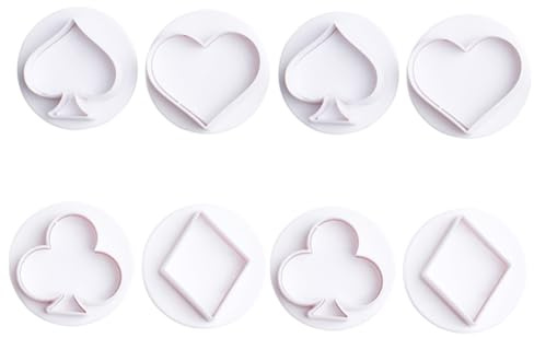 BESTOYARD 8pcs Poker Cookie Cutter Cupcake Craft Decorating Dough Cutters Sandwich Cutter Cake Decorating Tools Playing Cards Cookie Fruit Cutter Shape Paper Cup Utensils Plastic, 5.5X5.5X2.6CM