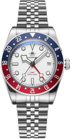 ADDIESDIVE GMT Herrenuhr wasserdichte leuchtende Analoguhr AD2044 Edelstahluhr