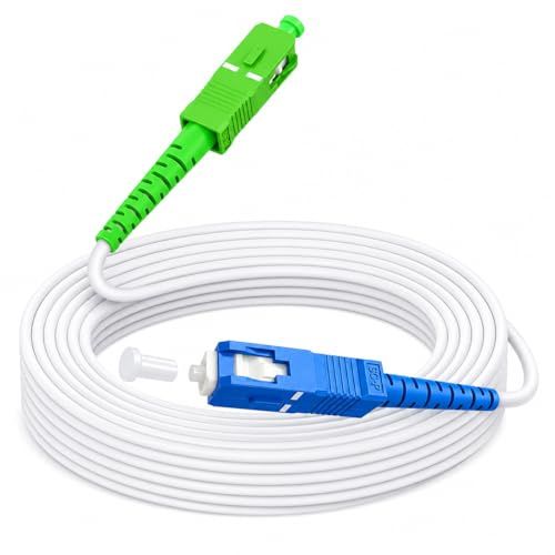 Speedoptic - Câble Fibre Optique pour Freebox de Free Pop, Ultra, Revolution, Raccordement SC/UPC vers SC/APC, Rallonge Jarretière (20 mètres)