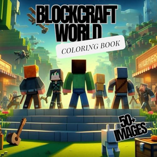 BlockCraft World Coloring Book for kids ages 5-12 | 57 images: Fun Children's Coloring Book with images and mazes for kids 5-12