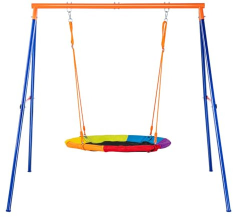 VEVOR Schaukel-Sets für den Garten, 200 kg Tragkraft, Schaukel-Set, 101,6 cm Tellerschaukelsitz mit robustem A-Rahmen-Schaukelständer aus Metall und verstellbarem Seil, einfach zu montieren