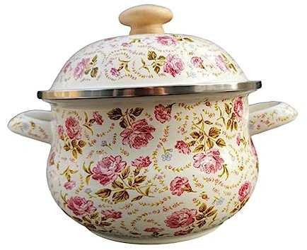Alipis Casserole Émail Épais Avec Couvercle Faitout à Fond Plat Pour Mijotage Casserole De Cuisine Familiale Résistante à Haute Température Avec Double Poignées Compatible Feux Variés Don