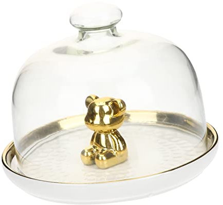 PHENOFICE 1set Vassoi per Dolci Ceramica con Coperchio Elegante Piatto per Torte da Servire Adatto per Matrimoni e Occasioni Speciali Design Pratico e Stabile Ottima Idee per Amici e