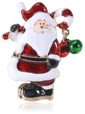 Einzigartige Weihnachtsmann-Weihnachtsbrosche mit Glöckchen, baumelnde Zuckerstange, Emaille-Anstecknadeln, Clip, Revers, Pullover, Schals, Hut, Kleid, Abzeichen, Broschen, Anstecknadeln, niedliche
