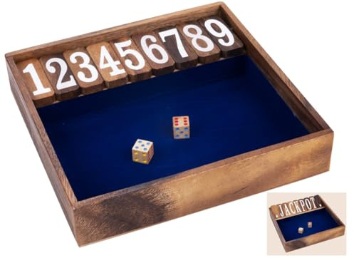 Engelhart - 350123 - Shut The Box für 2 Spieler - Würfelspiel - Caféspiel - Familienspiel - Ökologisches Holzspiel - ab 6 Jahren