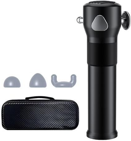 Oley Deep Tissue Vibrating Muscle Massage Gun, Handheld Electric Massager with 3 Speeds and 4 Heads, Massage Tool for Professional Athletes, Home, Office, Gym Gifts for Men, Dad (Obsidian Black)