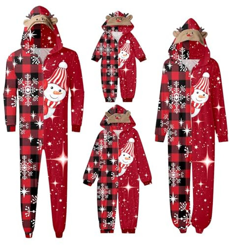 Sunfashion Weihnachten Schlafanzug Familien Outfits Mutter Vater Kind Mädchen Junge Nachtwäsche Hirsch Druck Nachthemd Plaid Pyjama Pants Hose Schlafanzüge Homewear Familienpyjamas Set Familien Passe