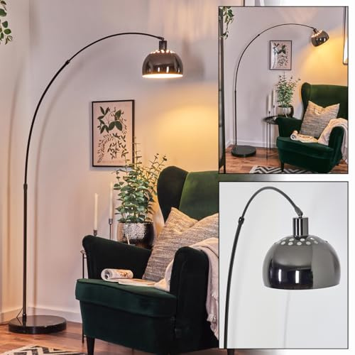 Stehleuchte Baloca, Stehlampe aus Metall mit Marmorfuß in Schwarz/Chromfarben/Weiß, verstellbare Leuchte im Retro/Vintage-Design, Fußschalter, Lichteffekt, E27, Wohnzimmer, Schlafzimmer, Eßzimmer