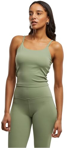 Urban Classics Sport-BH för kvinnor, sporttopp, justerbar, justerbar sporttopp med integrerade kupor och spagettiband, storlekar XS – XL, Matcha grön, XL