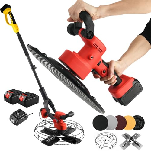 Cazzuola per Cemento Da 900 W, Lucidatrice per Pareti, Con Asta Di Prolunga Rimovibile Da 159 Cm, Regolazione a 6 Velocità, 40-300 Giri/Min, Adatta per Sabbia Grossa, Sabbia Fine E Stucco Bianco.