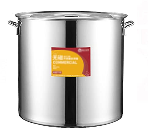 GXXINGIN Olla Grande de Acero Inoxidable 304 con Tapa, Gruesa, para Uso Comercial en hostelería, para Cocina de Gas o de inducción (tamaño: 20 L)