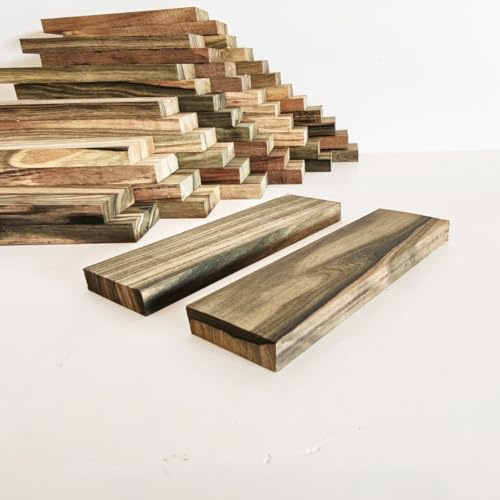 Gray Brown Tone Macassa Ebony Lumber Burl Knives Handle Scales Knife Makers Material Exotic Wood DIY Tools 2Pcs Size: 3/8 x 1 1/2 x 5 1/8 (+/- 1/16)