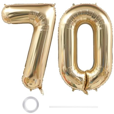 GoldRock XXL Luftballon 70 Geburtstag Deko, Deko 70 Geburtstag Frau Mann | 40 Zoll Zahlen Luftballons Geburtstage 70 Weißgold,Ballon Geburtstagsdeko 70 Jahre,Folienballon 70 für Jubiläum,70 Luftballon