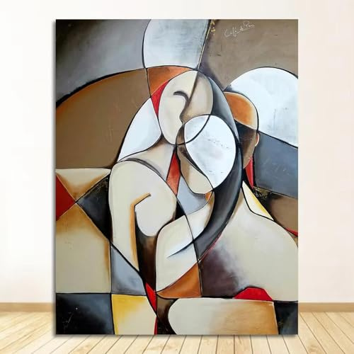 LIFKNVN Abstrakte Träumende Frau von Picasso, berühmte Kunstwerke für Wohnzimmer, Heimdekoration, Bilder, HD-Leinwandgemälde, Wandplakat, 80 x 120 cm, mit Rahmen