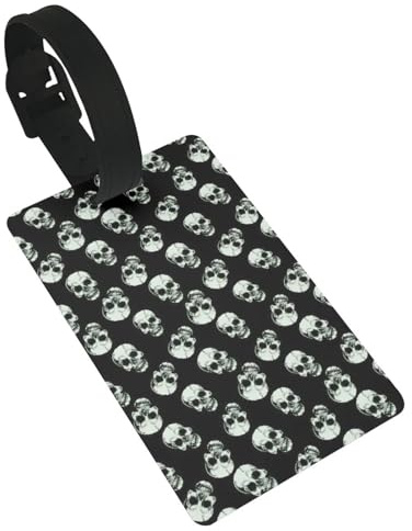 PVC-Gepäckanhänger für Koffer, TSA-genehmigt, schwarzer Totenkopf-Kofferanhänger, ID-Namensschilder für Rucksäcke, personalisierbarer Taschenanhänger für Reisen, Kinder, Fitnessstudio und Flughäfen