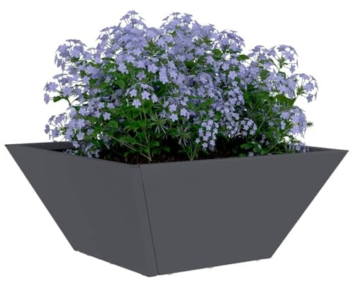 vidaXL Garden Bowl Planter 5 pcs Anthracite 35 x 35 x 15 cm Steel, Garden and Terrace, Modern Container Gardening, Decorative Bowl Planter, Outdoor Planters for Elegant Summer Decor