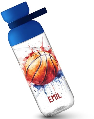 Kinder Trinkflasche Mepal Flasche - Basketball - Ball Watercolor personalisiert - Geschenk Zubehör Training - 500 ml - Blau
