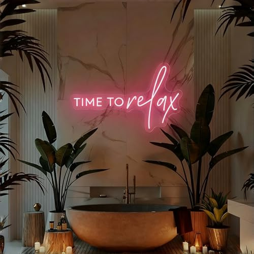 Time To Relax Neonschilder, rosa LED-Neonlichter für Hochzeit, Geburtstag, Party, Geschenk und Wanddekoration, Schönheitssalon, Milch, Tee, Shop, Pub, Bistro, Nagelkunst, Gastfamilie, Garderobe
