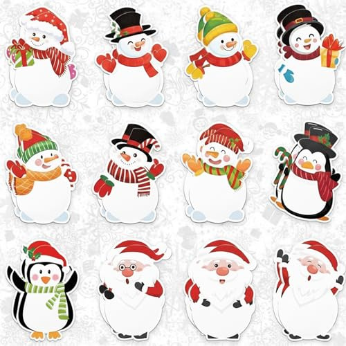 24 Pack Haftnotizen Weihnachten, Mini Haftnotizen Weihnachten mit Schneemann, Haftnotizen Klebezettel Weihnachten, Süße Haftnotizen für Büro, Schule, Geschenke, Wiederablösbare Weihnachten Notizblock