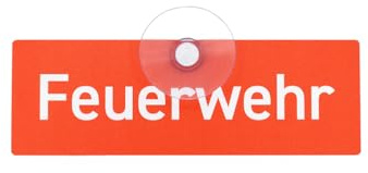 FEUERWEHR Autoschild Signalrot mit Saugnapf – Hinweisschild für Windschutzscheibe und Autoscheibe – UV- und witterungsbeständiger Aluminium-Verbund, formstabil, 15 × 5 cm