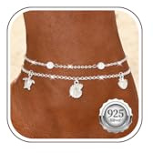 Nelytiya Fussketten Für Frauen Silber 925 Doppelte Schildkröte Fußkettchen | Wasserdicht,mehrschichtig,Sommer,Strand,anlaufbeständig,hypoallergen,verstellbar,Geschenk