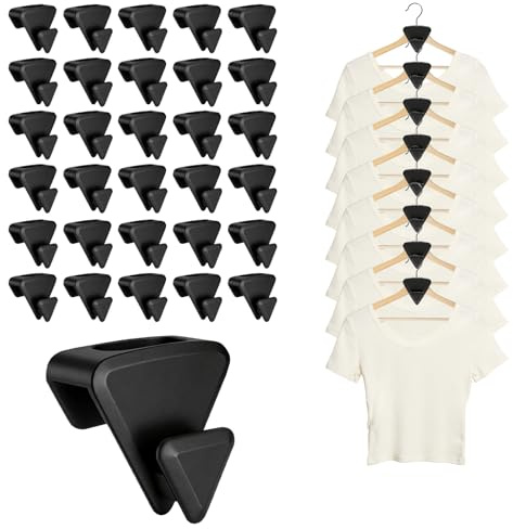 Jasjfasd 30 Piezas Perchas Ahorra Espacio, Organizador Armario, Antideslizantes Ganchos Perchas, Organizador Resistente hasta 20 Kg, Perchas Resistentes Que Ahorran Espacio para Guardar Ropa, Negro