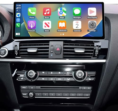 Road Top 12,3 tums ultrasmal bilradio trådlös CarPlay pekskärm för BMW X3 X4 Serie F25 F26 2016-2017 år med EVO, stöd för trådlös Android Auto,Mirrorlink