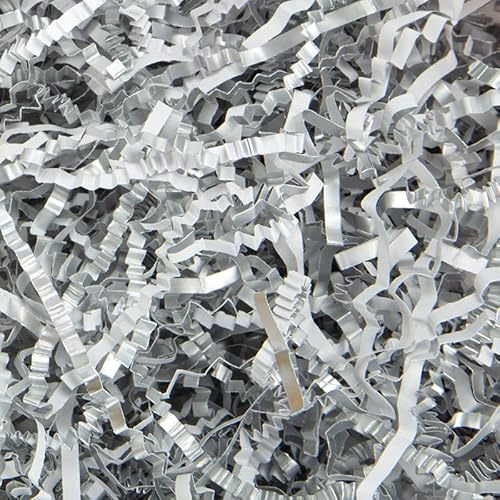 Presentkorgsfyllning strimlat papper, Glitter Metallic Crinkle Cut Strimlat silkespapper Present Filler Flerfärgad 100g-200g(Style B/Siver,200g)