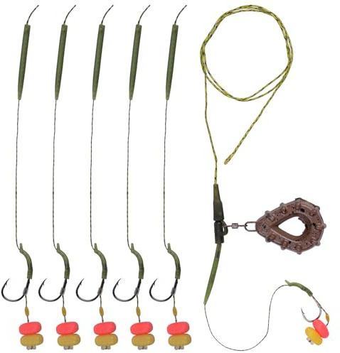 Karpfenangeln Haar-Rigs Inline Karpfenrigs Komplett Handgefertigt Chod Rig mit Angelhaken Anti Tangle Ärmel Quick Change Karpfen Angelzubehör Set (B)