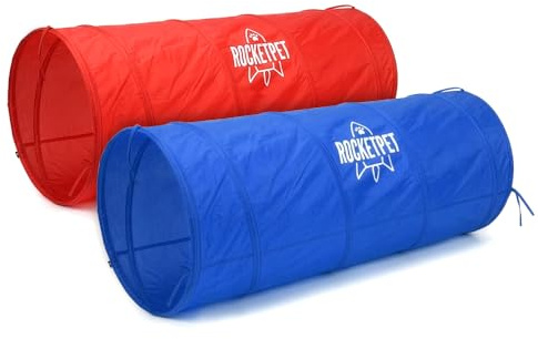 ROCKETPET Set di tunnel per l'agilità del cane, tunnel per addestramento di cani e cuccioli, con picchetti e borsa per il trasporto, per giardino, esterno e interno