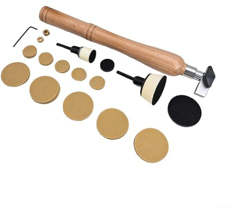 Vidonergy Kit professionale per levigatrice a ciotola con cuscinetti di supporto da 2,5 cm e 5,1 cm, 50 dischi abrasivi (grana 60-320), interfaccia in schiuma morbida, manico in legno duro, per (SKU)