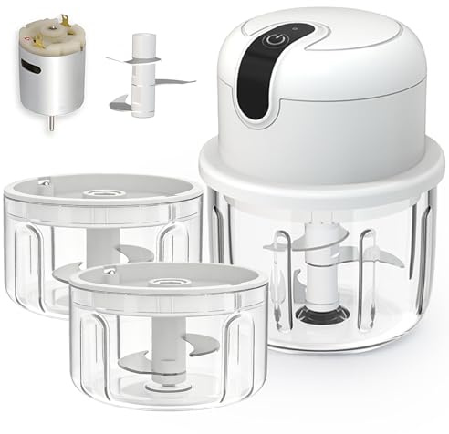 Zwiebel Zerkleinerer, 250ML Zwiebelzerkleinerer Elektrisch, Multizerkleinerer mit USB-Anschluss, 3 Klingen aus Edelstahl, Zwiebelschneider für Zwiebeln, Obst, Nüsse, Fleisch, Knoblauch