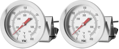 Termometro per Olio per Frittura - Termometro per Frittura in Acciaio Inossidabile da 150 mm con Utile Clip per Padella Ideale per Friggere con Olio da Cucina Friggere con Fiducia (Confezione da 2)