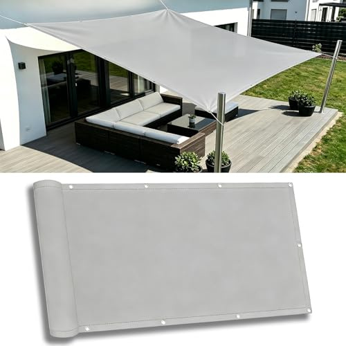 Tende da Sole per Esterno 2.5X3M Vela Ombreggiante Impermeabile Rettangolare Telo Ombreggiante occhiellato per Esterno Protezione Raggi UV Balcone Patio Giardino Esterno terrazza - Grigio chiaro