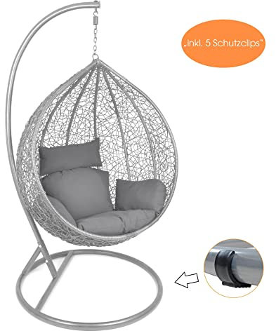 ESTEXO Hängesessel Polyrattan mit Gestell Farbe: Hellgrau