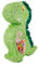 Folat- Pinata Dinosaur-55 cm 60932-Pinata verde 60x47 cm-Piñata, Aniversario, cumpleaños, Despedida de Soltero, decoración de Dinosaurios, Juego de Fiesta, Color, Costumes (60932)