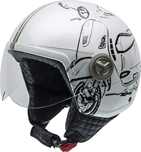 NZI Zeta Grafik Offenes Gesicht Motorradhelm, Glanz W-Vespa Turia, Größe L