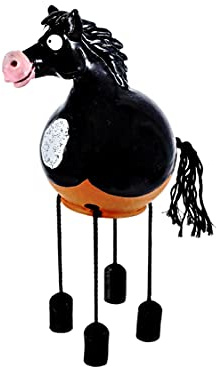 Midene Gartenstecker Keramik Handgefertigt - Gartendeko für Draußen Wetterfest - Garten Deko Keramik - Gartenfiguren & Gartenstatuen - Schwarzes Pferd